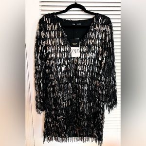 NWT Zara Black Sequined Cocktail Dress. Size Small and in perfect condition.